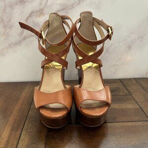 Michael Kors Brown Strappy Platform Wedges